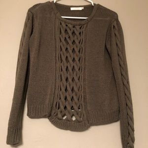 Millau Knit/Braided Olive Green Sweater - Chic